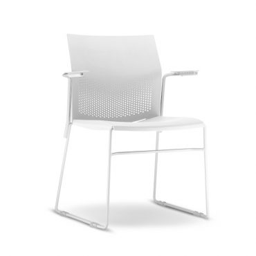Cadeira em Polipropileno com Braços Base Fixa Cromada Connect Chair