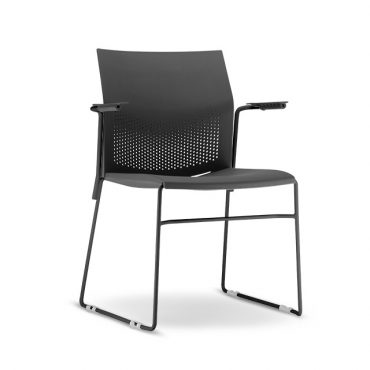 Cadeira em Polipropileno com Braços Base Fixa Preta Connect Chair