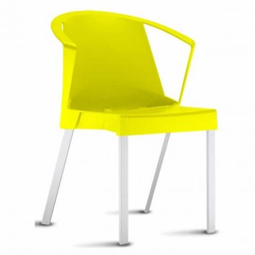 Cadeira em Polipropileno com Braços Base Fixa em Alumínio Shine Chair